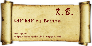 Kökény Britta névjegykártya